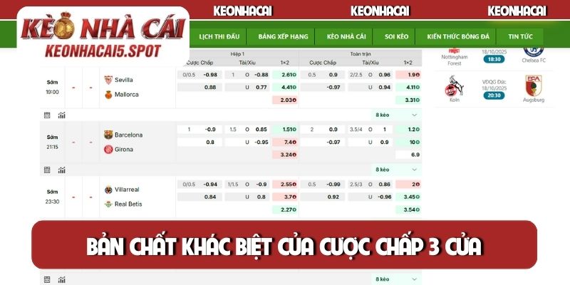 Bản chất khác biệt của cược chấp 3 cửa