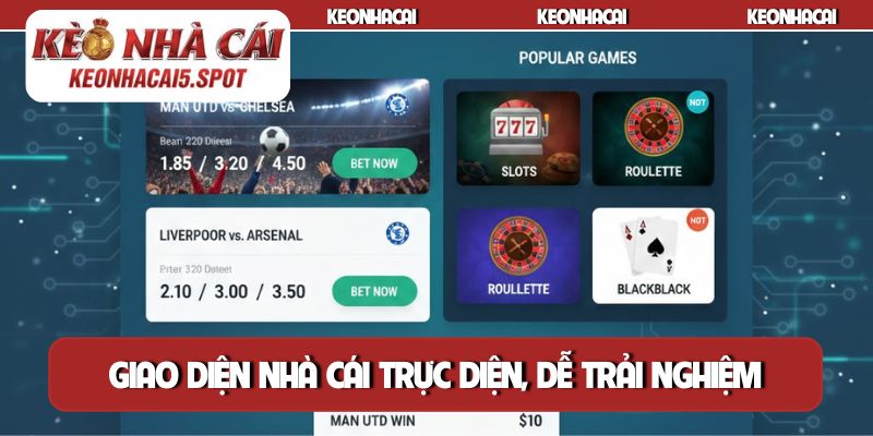 Giao diện nhà cái trực diện, dễ trải nghiệm