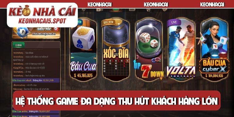 Hệ thống game đa dạng thu hút khách hàng lớn